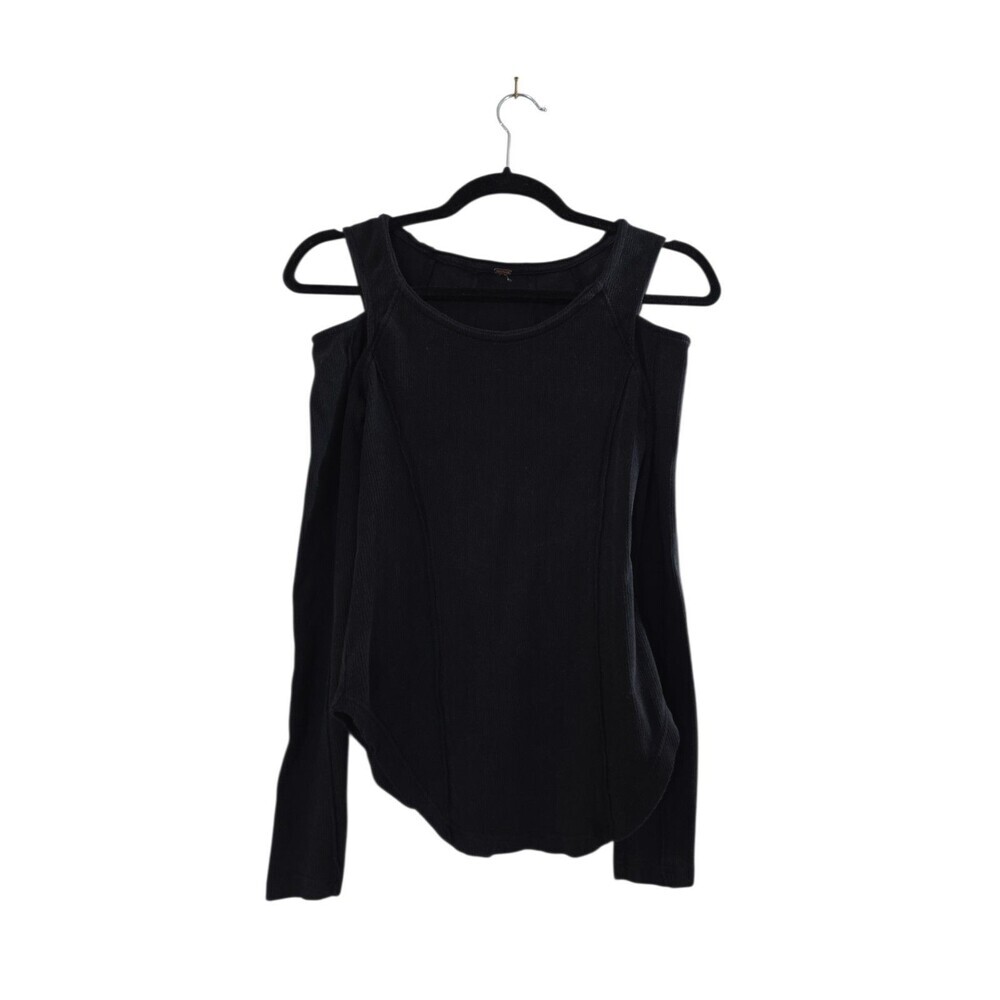 Free People Off The Shoulder Black Long Sleeved Shirt Women's Size Small